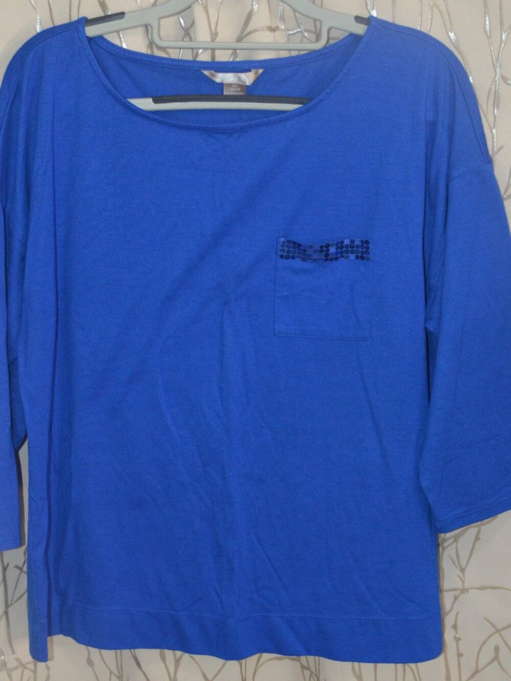 White Stag Blue Long Sleeve Top – Size L/G – Sequin Pocket
